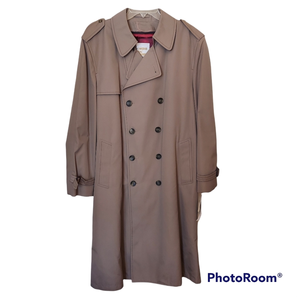 MENS LONDON FOG CLASSIC ALL WEATHER TRENCH COAT 44 REGULAR TAN NWT